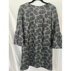 Womens Calvin Klein Dress, Floral, Size 12, Black/Gray/Bell Sleeve, Zip Up